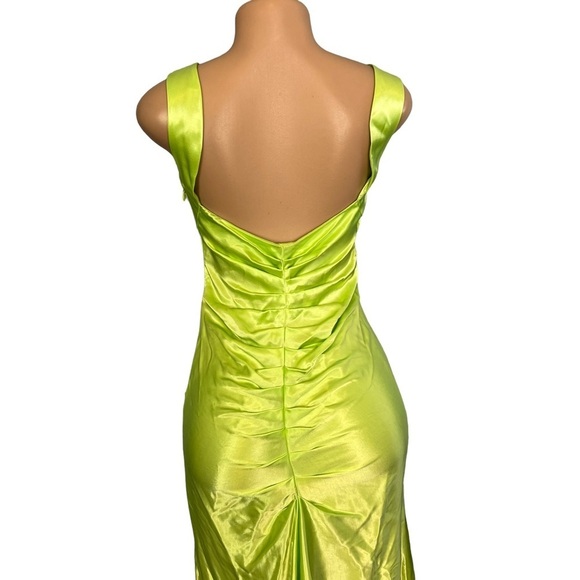 Zum Zum by Niki Livas Vintage Y2K Lime Green Satin Dress - Picture 6 of 8